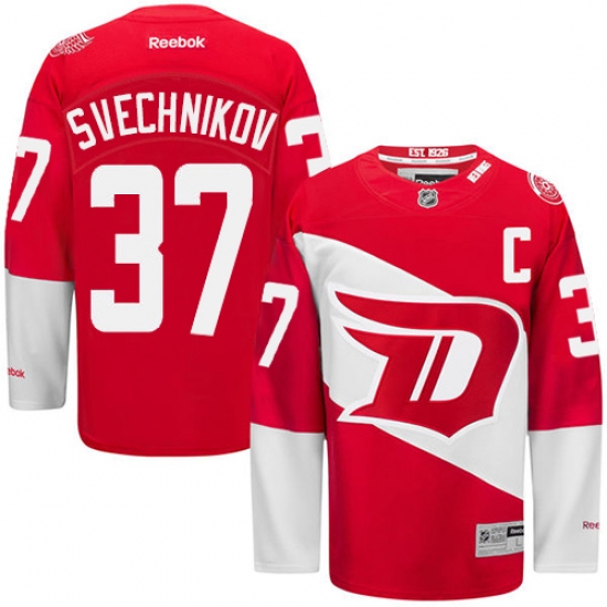Men's Reebok Detroit Red Wings #37 Evgeny Svechnikov Premier Red 2016 Stadium Series NHL Jersey - Ujersey