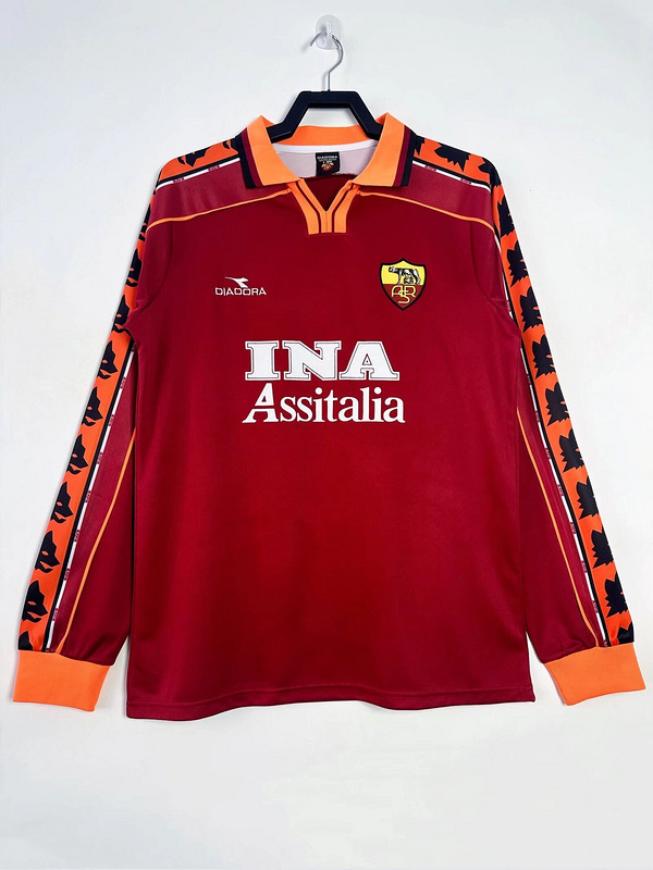 Roma Retro Soccer Jersey Home Long Sleeve Custom Shirt 1998/99 - ujerseystore