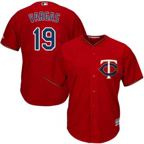 Youth Majestic Minnesota Twins #19 Kennys Vargas Authentic Scarlet Alternate Cool Base MLB Jersey - Ujersey