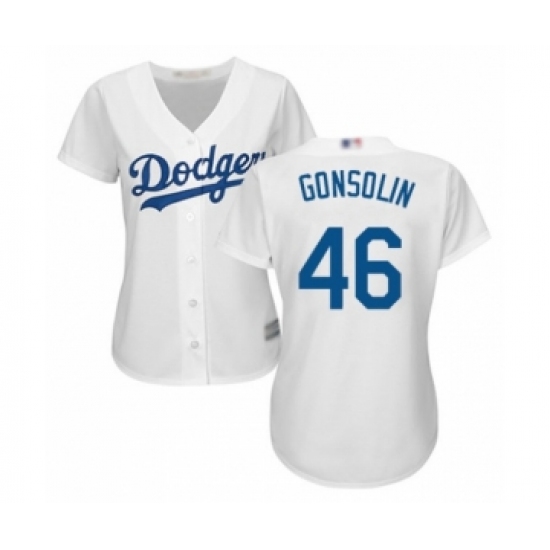 Women's Los Angeles Dodgers #46 Tony Gonsolin Authentic White Home Cool Base Baseball Player Jersey - Ujersey