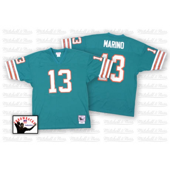 Youth Mitchell and Ness Miami Dolphins #13 Dan Marino Aqua Green Team Color Authentic Throwback NFL Jersey - Ujersey
