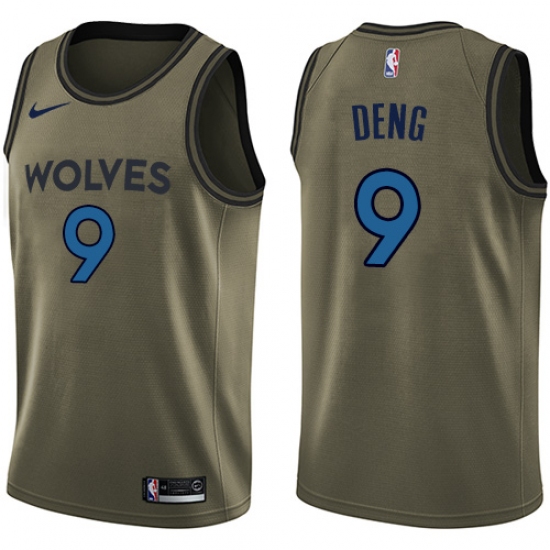 Men's Nike Minnesota Timberwolves #9 Luol Deng Swingman Green Salute to Service NBA Jersey