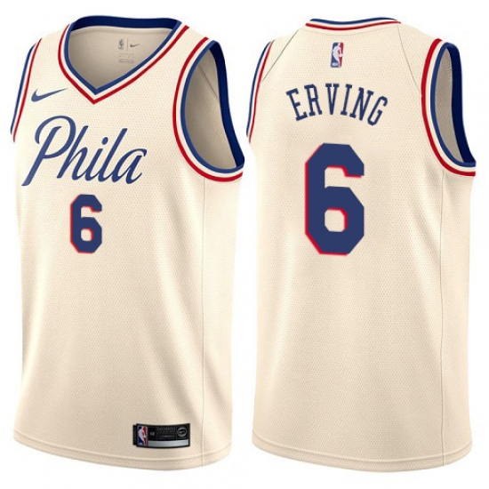 Men's Nike Philadelphia 76ers #6 Julius Erving Authentic Cream NBA Jersey - City Edition - ujerseystore