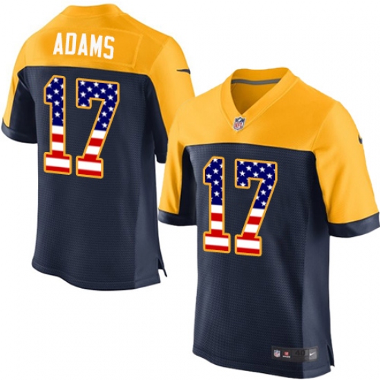 Men's Nike Green Bay Packers #17 Davante Adams Elite Navy Blue Alternate USA Flag Fashion NFL Jersey - ujerseystore