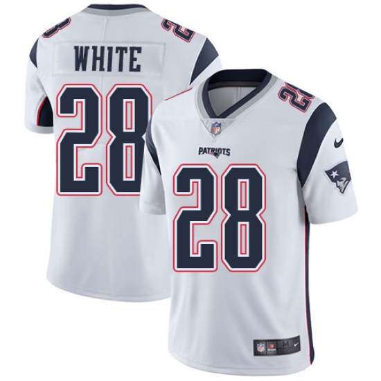 Men's Nike New England Patriots #28 James White White Vapor Untouchable Limited Player NFL Jersey - Ujersey