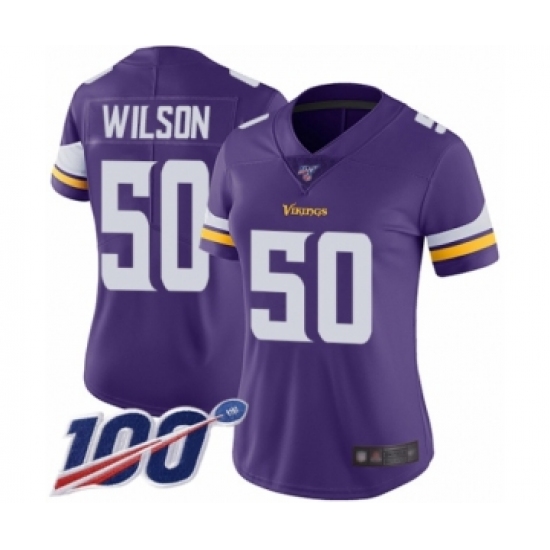 Women's Minnesota Vikings #50 Eric Wilson Purple Team Color Vapor Untouchable Limited Player 100th Season Football Jersey - Ujersey