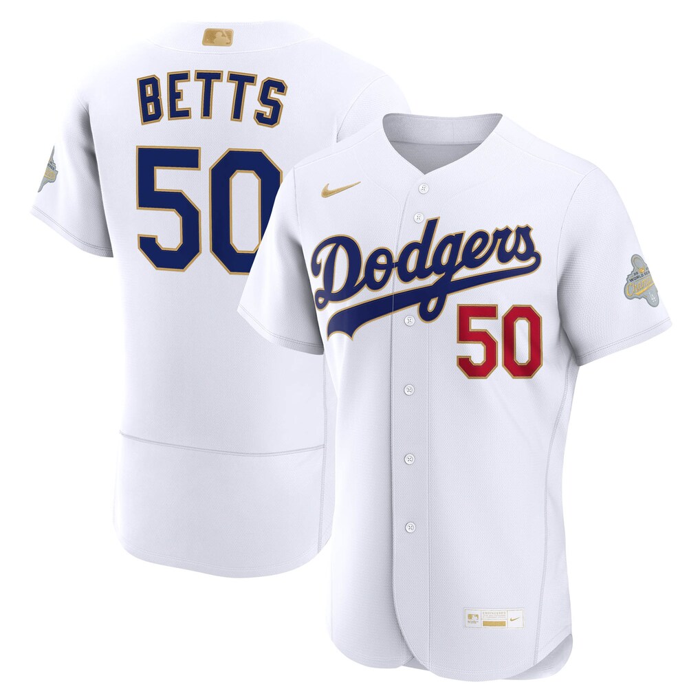 Men's Los Angeles Dodgers Mookie Betts Nike White 2026 Gold Collection Authentic Jersey - Ujersey