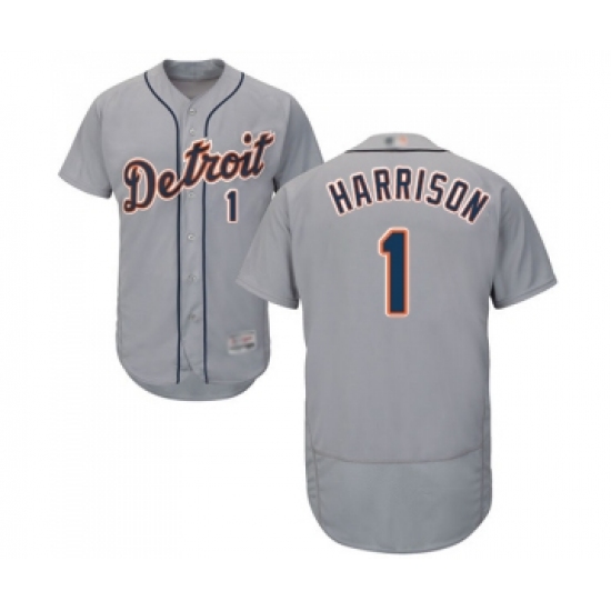 Men's Detroit Tigers #1 Josh Harrison Grey Road Flex Base Authentic Collection Baseball Jersey - Ujersey