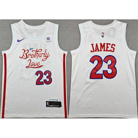 Men's Philadelphia 76ers #23 LeBron James White 2026 City Edition With Stitched Jersey