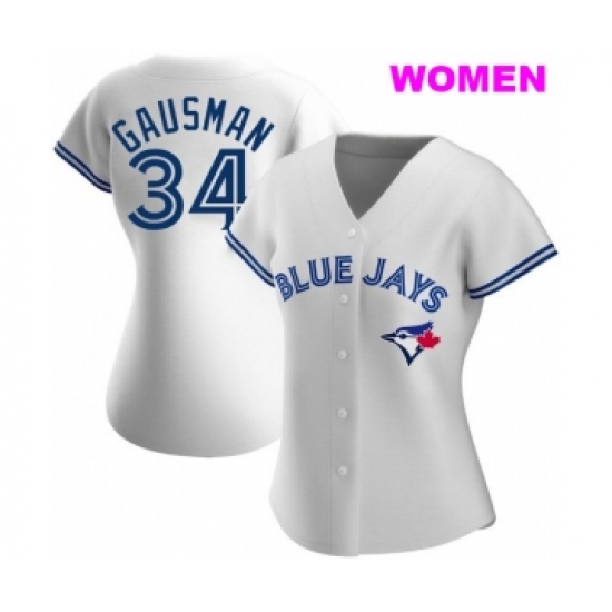 WOMEN'S TORONTO BLUE JAYS #34 KEVIN GAUSMAN WHITE HOME JERSEY - Ujersey