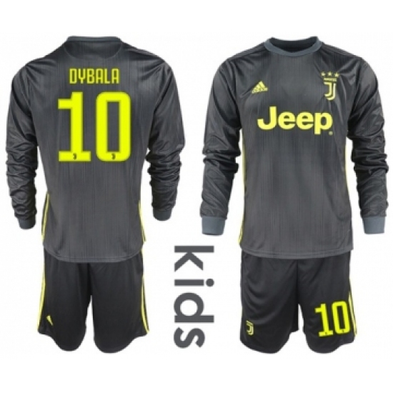 Juventus #10 Dybala Third Long Sleeves Kid Soccer Club Jersey