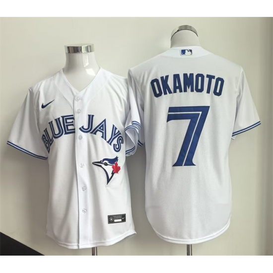 Men's Toronto Blue Jays #7 Kazuma Okamoto White Home Limited Stitched Baseball Jersey - Ujersey