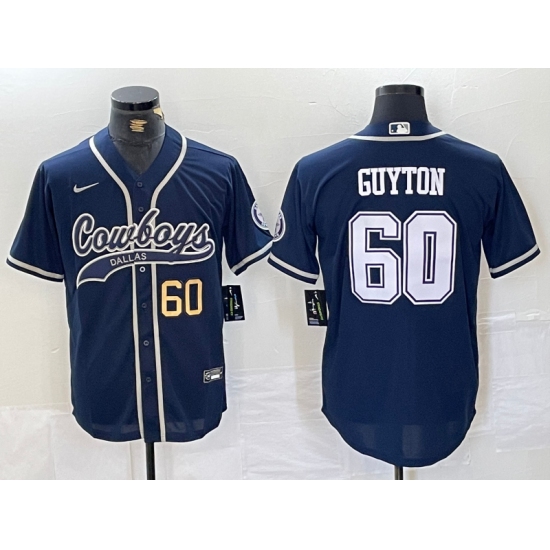 Men's Dallas Cowboys #60 Tyler Guyton Navy Cool Base Stitched Baseball Jerseys - Ujersey