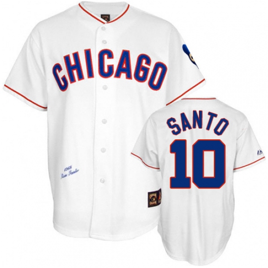 Men's Mitchell and Ness Chicago Cubs #10 Ron Santo Authentic White 1968 Throwback MLB Jersey - Ujersey
