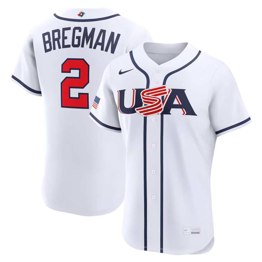 Men's USA Baseball Alex Bregman Nike White 2026 World Baseball Classic Home Authentic Jersey