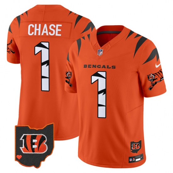 Men's Cincinnati Bengals #1 Ja'Marr Chase Orange F.U.S.E. Special Vapor Untouchable Limited Stitched Football Jersey - Ujersey