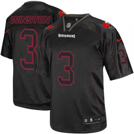 Men's Nike Tampa Bay Buccaneers #3 Jameis Winston Elite Lights Out Black NFL Jersey - Ujersey
