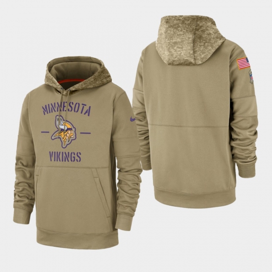 Men's Minnesota Vikings Tan 2019 Salute to Service Sideline Therma Pullover Hoodie - Ujersey