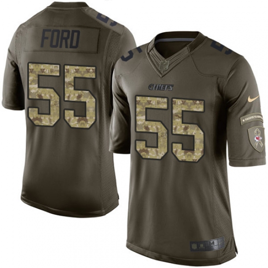 Men's Nike Kansas City Chiefs #55 Dee Ford Elite Green Salute to Service NFL Jersey - Ujersey