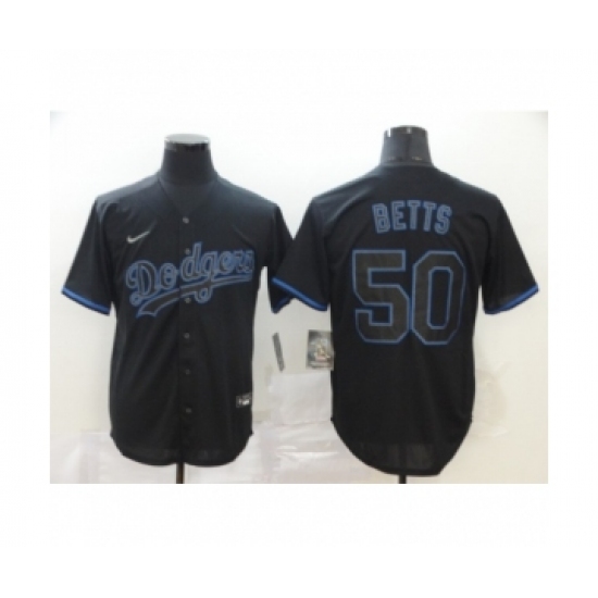 Men's Los Angeles Dodgers #50 Mookie Betts Black Shadow 2020 Cool Base Jersey - Ujersey