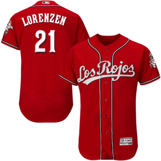 Men's Majestic Cincinnati Reds #21 Michael Lorenzen Red Los Rojos Flexbase Authentic Collection MLB Jersey - Ujersey