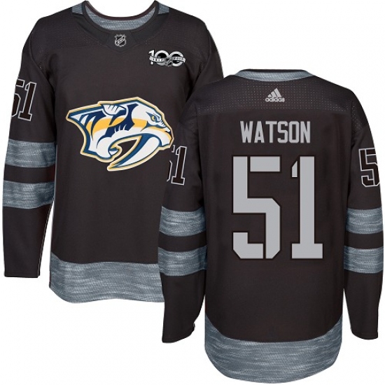 Men's Adidas Nashville Predators #51 Austin Watson Authentic Black 1917-2017 100th Anniversary NHL Jersey - Ujersey