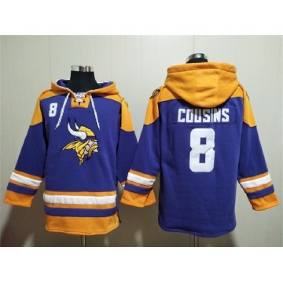 Men's Minnesota Vikings #8 Kirk Cousins Purple Yellow Ageless Must-Have Lace-Up Pullover Hoodie - Ujersey