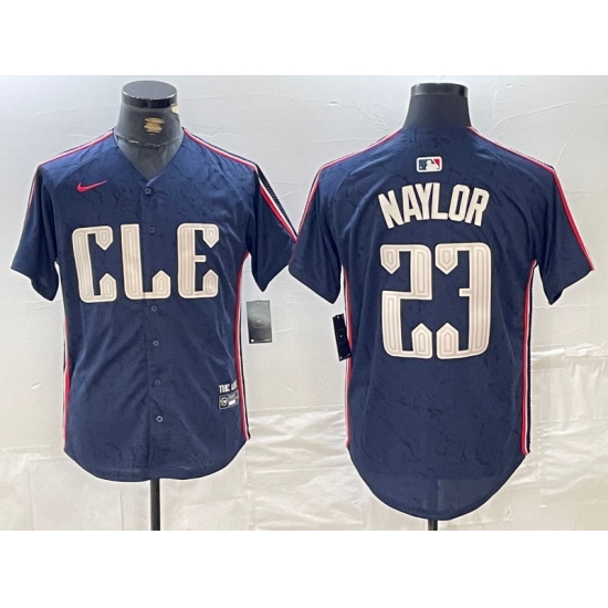Men's Cleveland Guardians #23 Josh Naylor Navy 2024 City Connect Limited Stitched Jersey - Ujersey