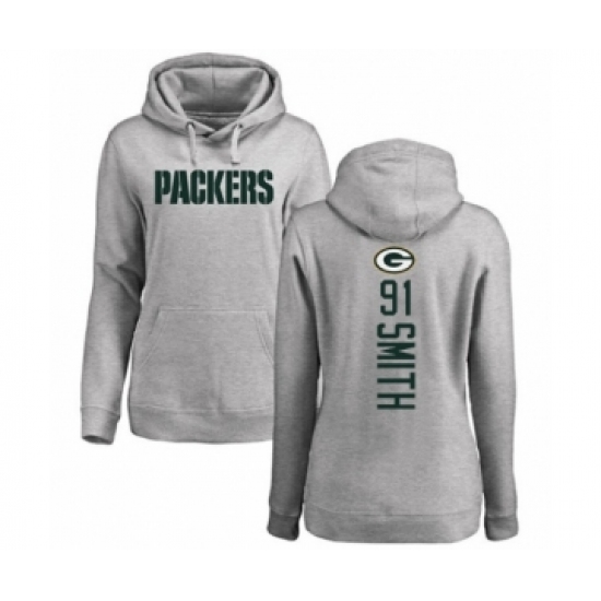 Football Women's Green Bay Packers #91 Preston Smith Ash Backer Hoodie - Ujersey