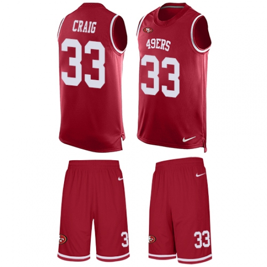 Men's Nike San Francisco 49ers #33 Roger Craig Limited Red Tank Top Suit NFL Jersey - Ujersey