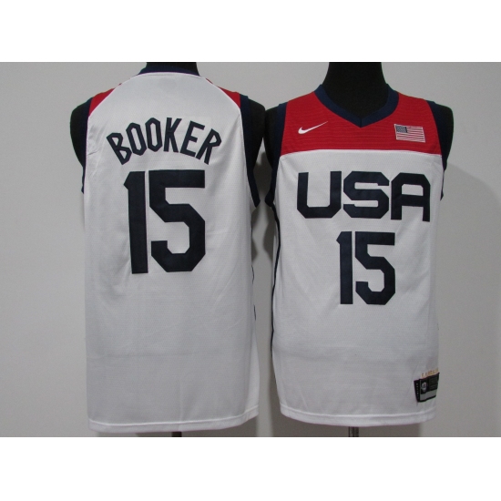 Men's Phoenix Suns #15 Devin Booker White USA Basketball Tokyo Olympics 2021 Jersey - Ujersey
