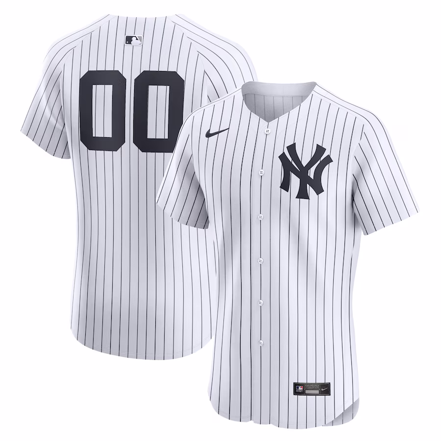 Men's New York Yankees Nike White Home Elite Custom Number Jersey - Ujersey NHL