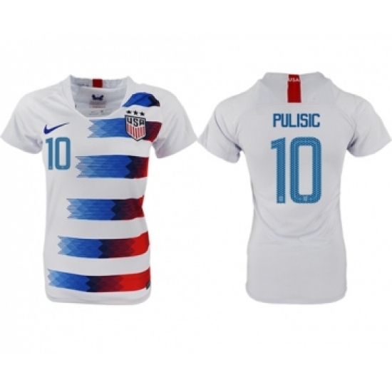Women's USA #10 Pulisic Home Soccer Country Jersey