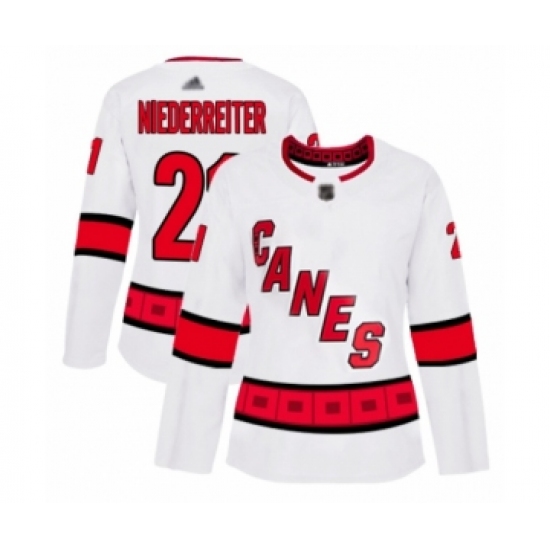 Women's Carolina Hurricanes #21 Nino Niederreiter Authentic White Away Hockey Jersey - Ujersey