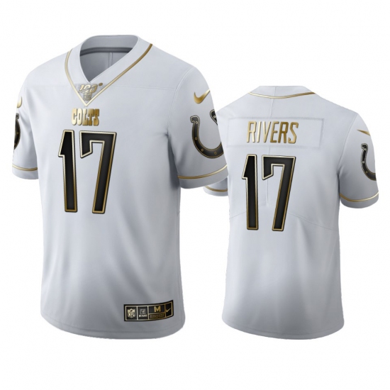 Men's Nike Indianapolis Colts #17 Philip Rivers White Golden Edition Vapor Limited NFL 100 Jersey - Ujersey