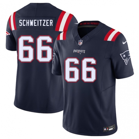 Men's New England Patriots #66 Wes Schweitzer Navy 2025 F.U.S.E. Vapor Limited Football Stitched Jersey - Ujersey