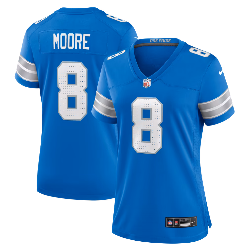 Women's Detroit Lions Derrick Moore Nike Blue Team Game Jersey - Ujersey