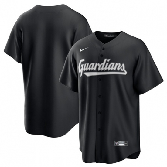 Men's Cleveland Guardians Blank Black Lights Out Limited Stitched Baseball Jersey - Ujersey