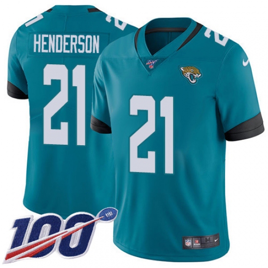 Youth Jacksonville Jaguars #21 C.J. Henderson Teal Green Alternate Stitched 100th Season Vapor Untouchable Limited Jersey - Ujersey