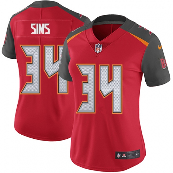Women's Nike Tampa Bay Buccaneers #34 Charles Sims Elite Red Team Color NFL Jersey - Ujersey
