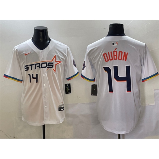 Men's Houston Astros #14 Mauricio Dubón White 2025 City Connect Limited Stitched Baseball Jersey - Ujersey