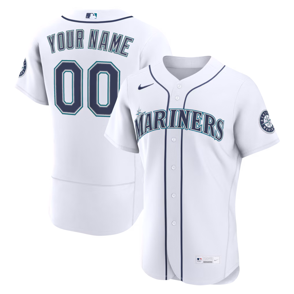 Men's Seattle Mariners Nike White Home Authentic Custom Jersey - Ujersey