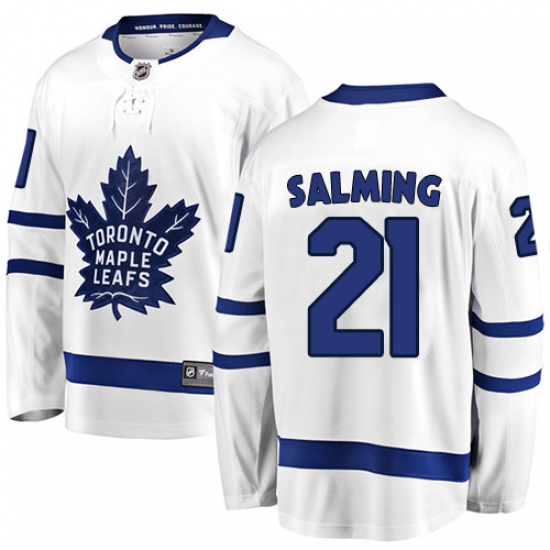 Men's Toronto Maple Leafs #21 Borje Salming Fanatics Branded White Away Breakaway NHL Jersey - Ujersey