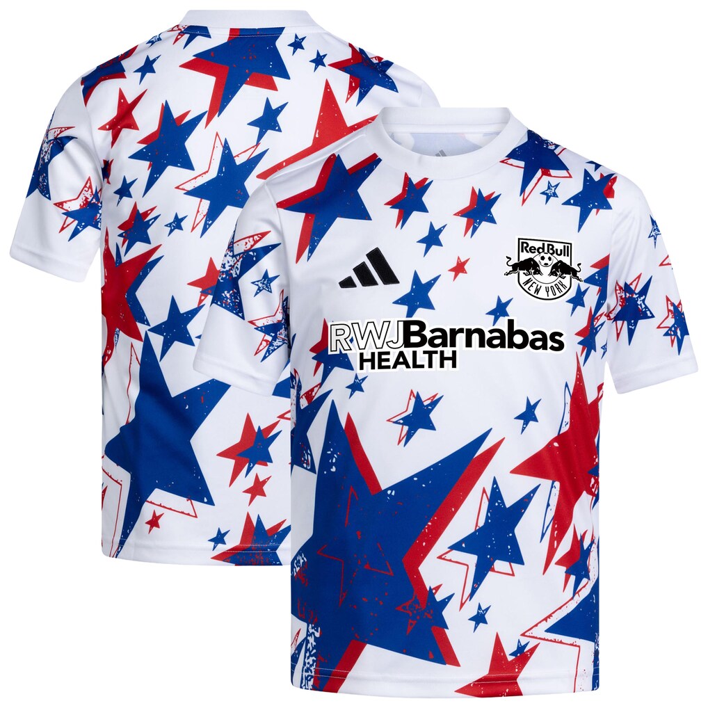 Youth New York Red Bulls adidas White 2026 Americana Pre-Match Jersey - Ujersey
