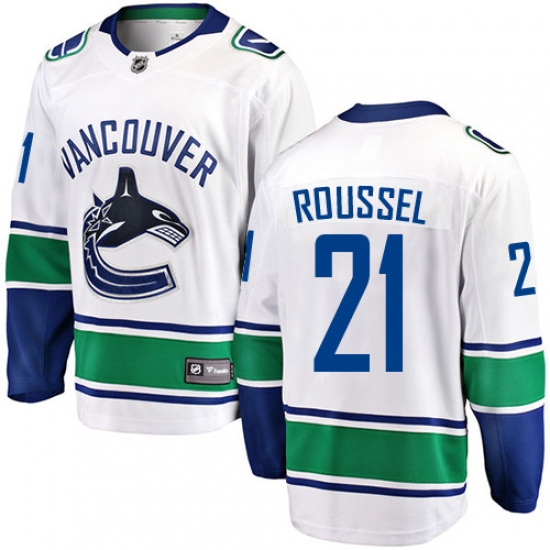 Men's Vancouver Canucks #21 Antoine Roussel Fanatics Branded White Away Breakaway NHL Jersey - Ujersey