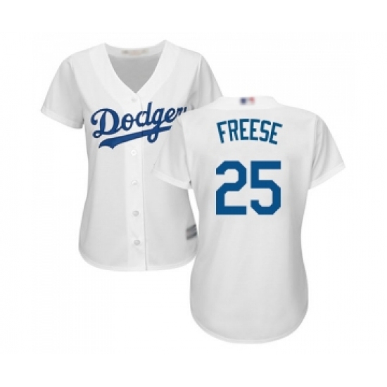 Women's Los Angeles Dodgers #25 David Freese Authentic White Home Cool Base Baseball Jersey - Ujersey