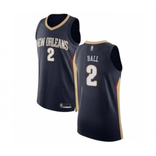 Men's New Orleans Pelicans #2 Lonzo Ball Authentic Navy Blue Basketball Jersey - Icon Edition - Ujersey