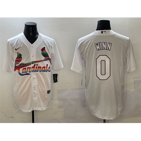 Men's St. Louis Cardinals #0 Masyn Winn White Cool Base Stitched Baseball Jersey
