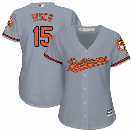 Women's Majestic Baltimore Orioles #15 Chance Sisco Replica Grey Road Cool Base MLB Jersey - Ujersey