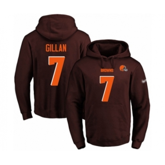 Football Men's Cleveland Browns #7 Jamie Gillan Brown Name & Number Pullover Hoodie - Ujersey